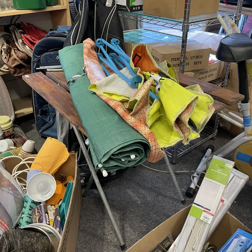 Folding Table, Sponge Bob Camp Chair & Camp Stretcher Image 1++