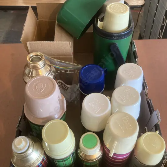 Assorted Shot Glasses, 'Decor' Wine / Thermos Holder With Selection of Thermoses, Vacco, Great Wall Etc