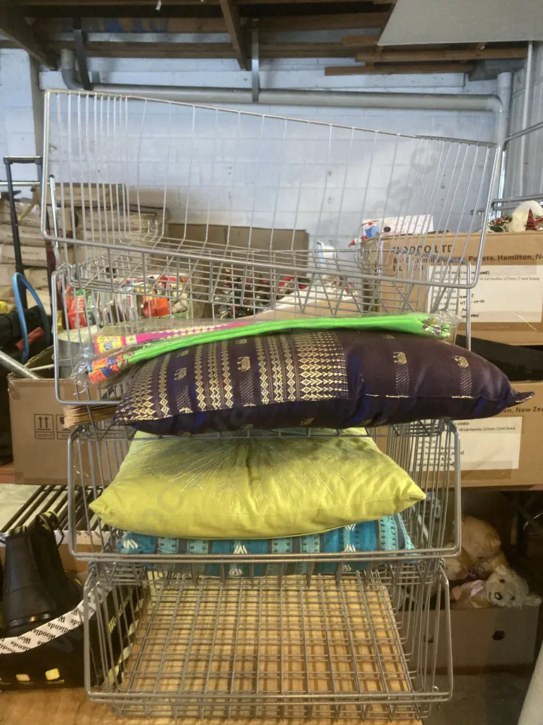 Storage Wire Baskets With New Print Bags And Cushions x3 Image 1++