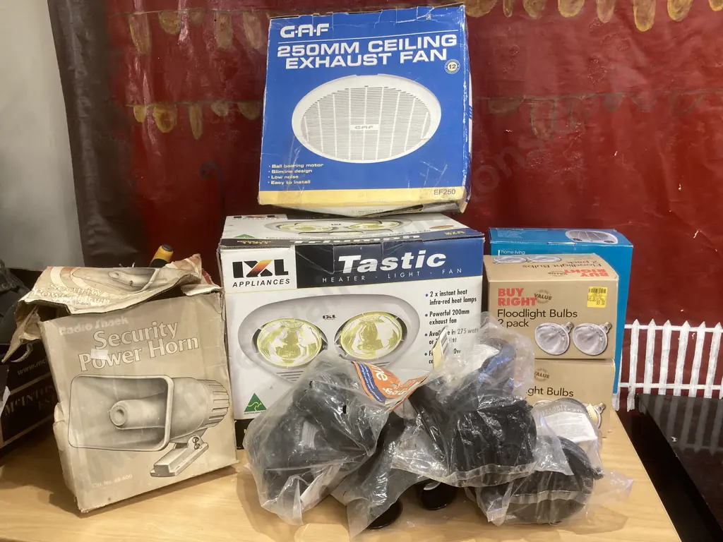 Lot of Heater Light Fan, Sensor Lights, Bulbs, Exhaust Fan, Fan Heater & Horn Image 1++