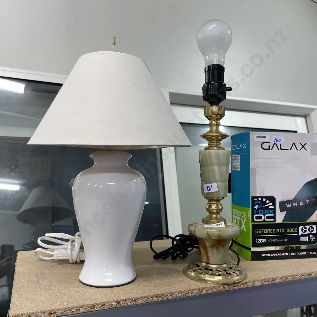 Table Lamp Cream Base And Shade H34cm With Marble And Brass Table Lamp Base Image 1++