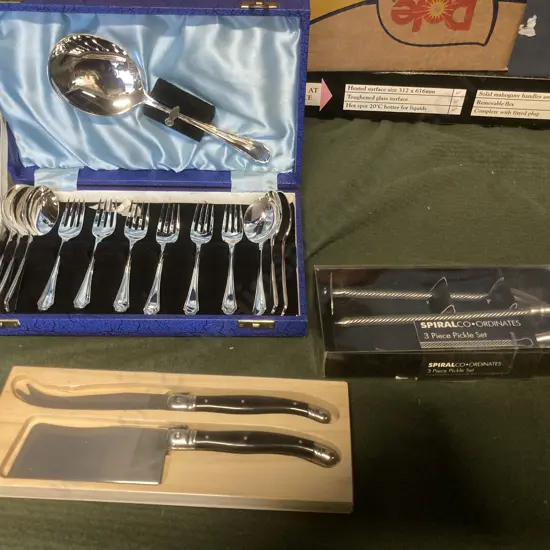 Boxed Dessert Cutlery, 3 Pce Pickle Set, Barkers Cheese Knives Etc