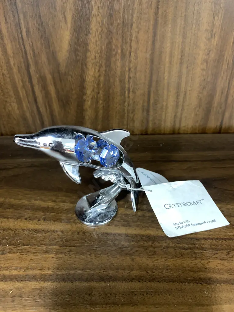 Crystocraft Dolphin Ornament Made With Strass Swarovski Crystal Image 1++