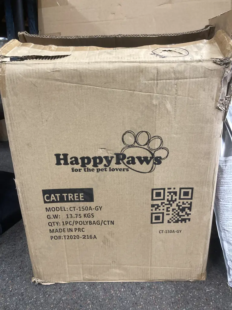 HappyPaws Cat Tree Model CT-150A-GY, Flat Packed Image 1++