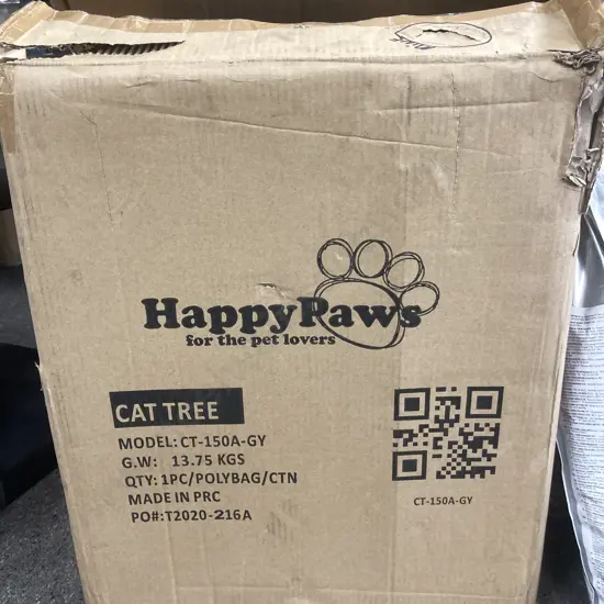 HappyPaws Cat Tree Model CT-150A-GY, Flat Packed