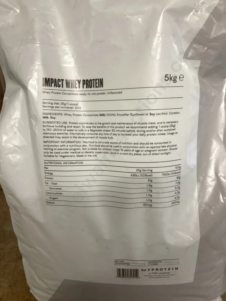 MyProtein Impact Whey Protein, Unflavoured 3 x 5Kg Bags Image 1++