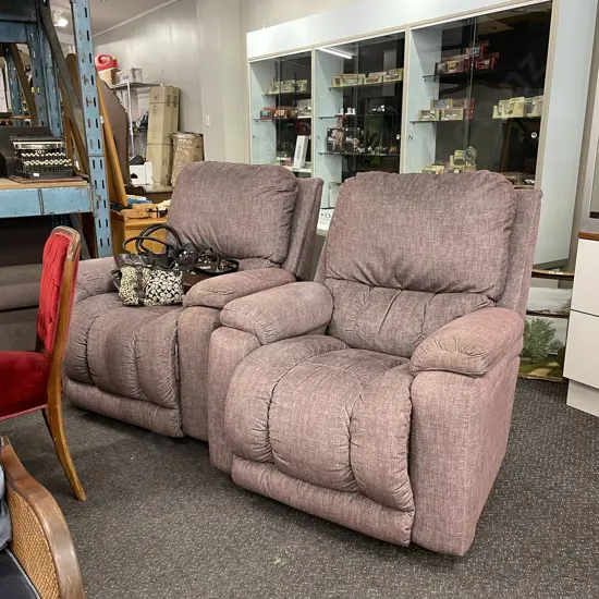La-Z-Boy Chairs, Mushroom Tones, Pair of, W90cm