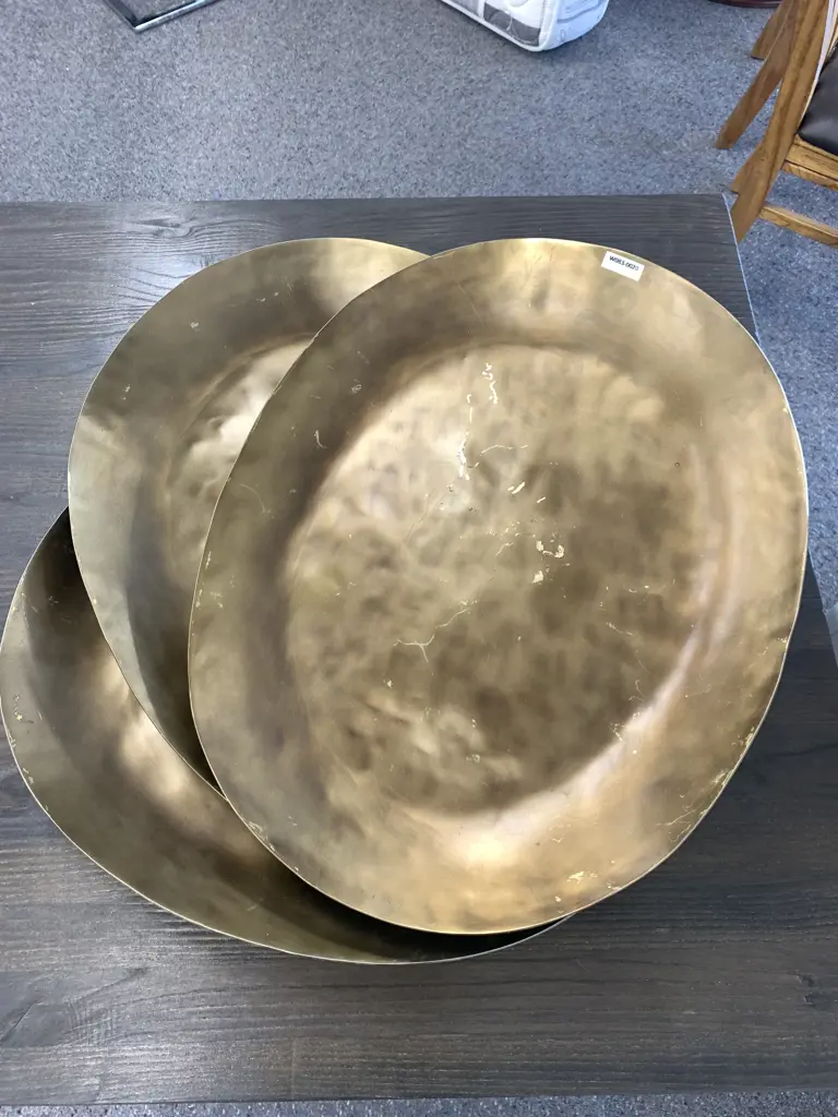Le Forge Gold Coloured Oval Platters x3 L50cm. Image 1++