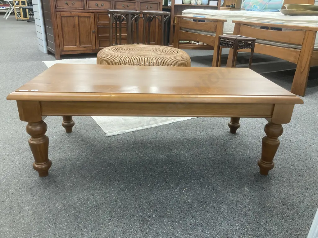 Wooden Rectangular Coffee table, Turned legs, H43 L118 W60cm Image 1++