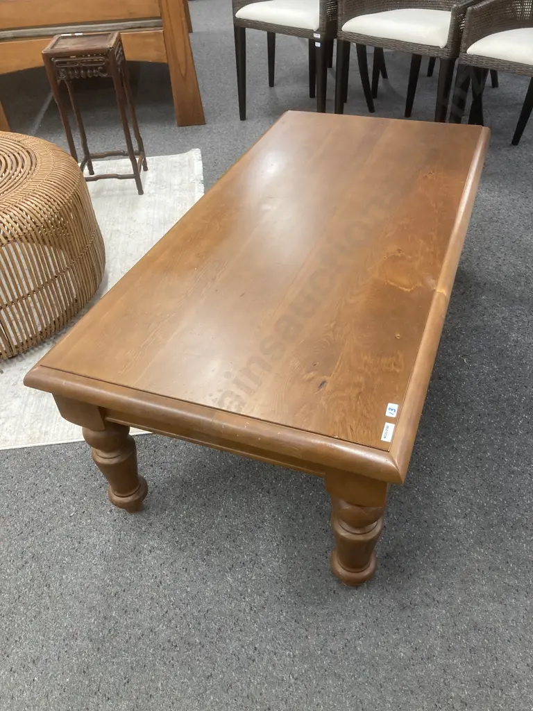 Wooden Rectangular Coffee table, Turned legs, H43 L118 W60cm Image 1++