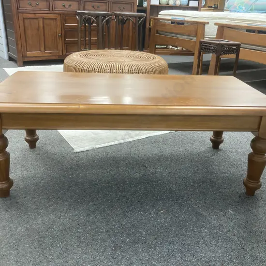 Wooden Rectangular Coffee table, Turned legs, H43 L118 W60cm