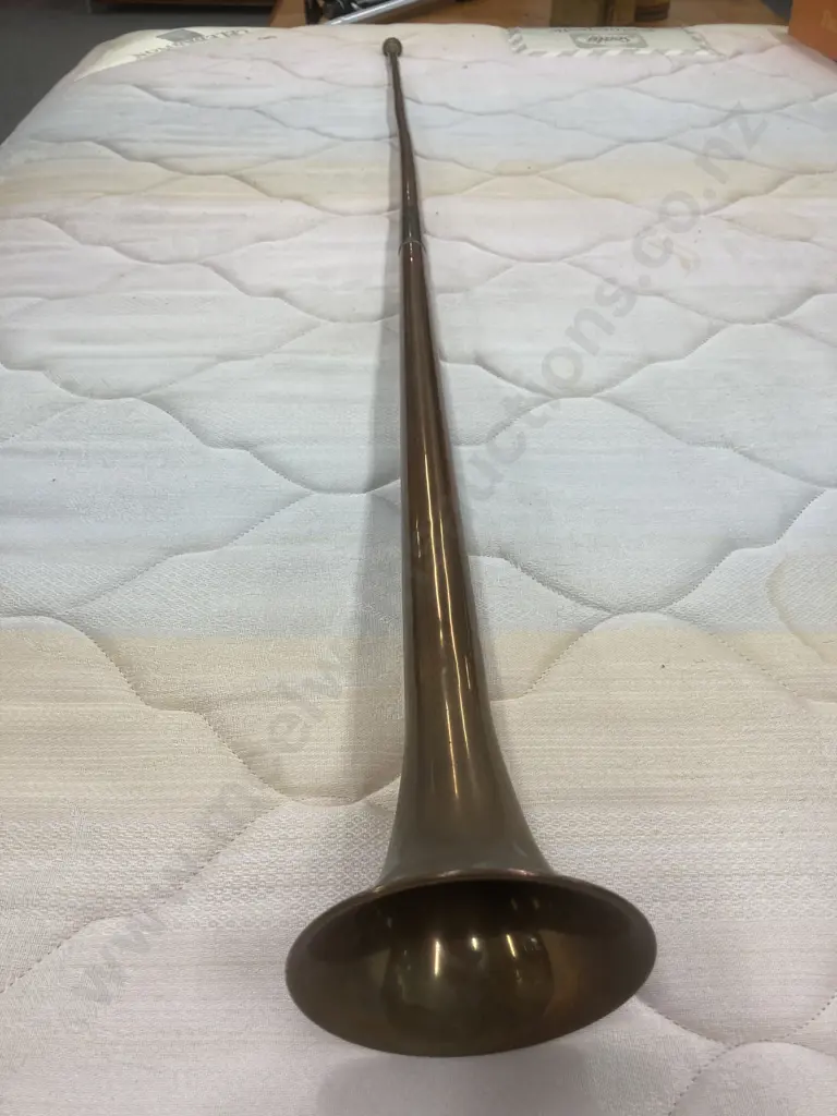 Vintage 19th Century Brass & Copper Hunting Horn, L128cm Image 1++