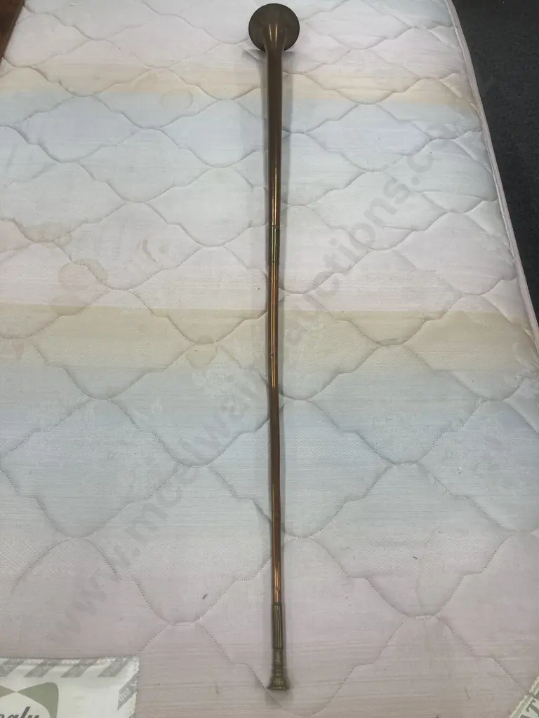 Vintage 19th Century Brass & Copper Hunting Horn, L128cm Image 1++