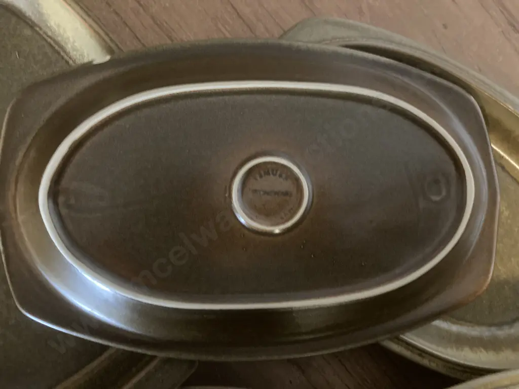 Temuka Oval Dinner Plates x 4 (1 small Chip) & Temuka Serving Dish Image 1++