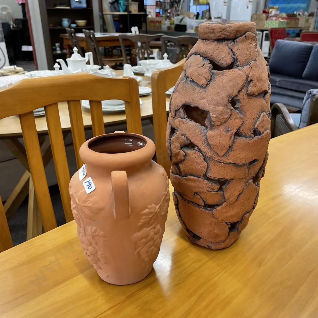 Decorative Terracotta Vase, H37cm, Terracotta Urn, H22cm Image 1++