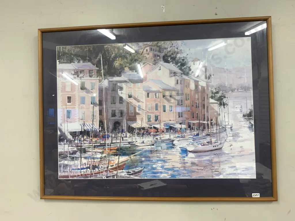 Framed Mediterranean Print, M.Simandle '91, 62cm x 82cm Image 1++