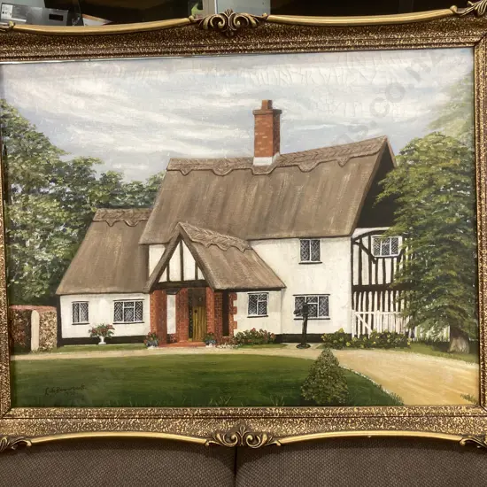 Original Artwork By B LG Bowerbank 'English Cottage' Gilt Framed