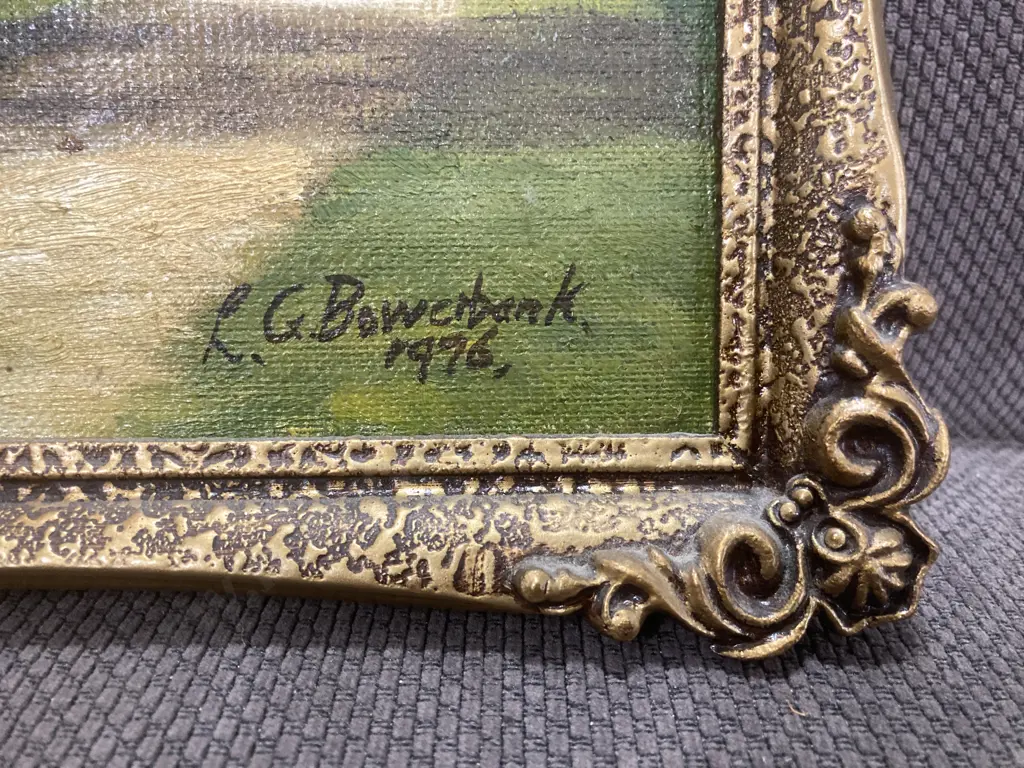 Original Artwork By LG Bowerbank 1976 Titled 'Saturday Afternoon' Waitete Trout Stream, Ngongotaha, Gilt Frame Image 1++