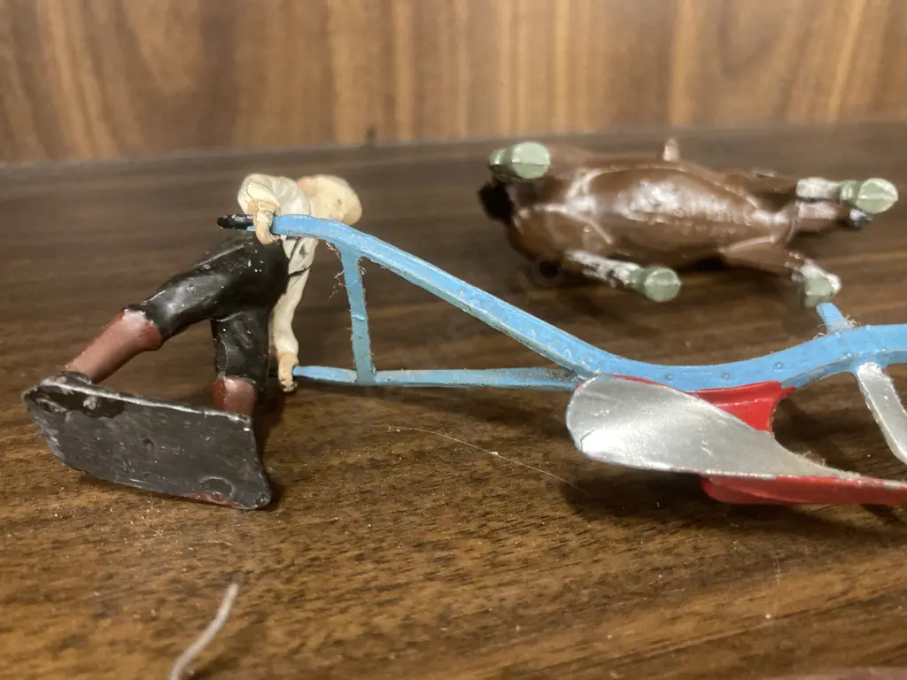 Vintage Britains Lead / Tin Horse & Cart Sets, & Britains Proprietors Horse & Plough With Farmer, Made in England Image 1++
