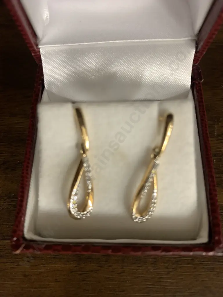 Pair of 10K Gold & Diamond Earrings Image 1++