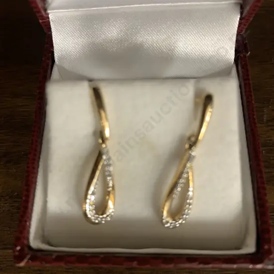 Pair of 10K Gold & Diamond Earrings