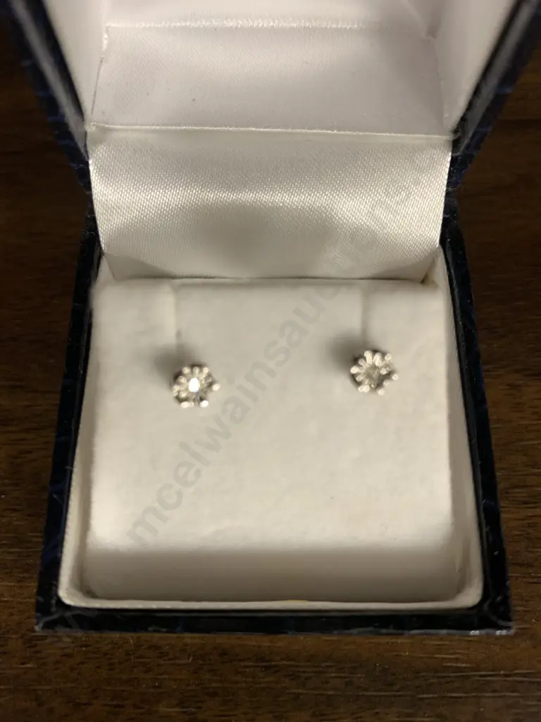 Pair of New Earrings, White Gold Diamond Chips RRP $300 Image 1++