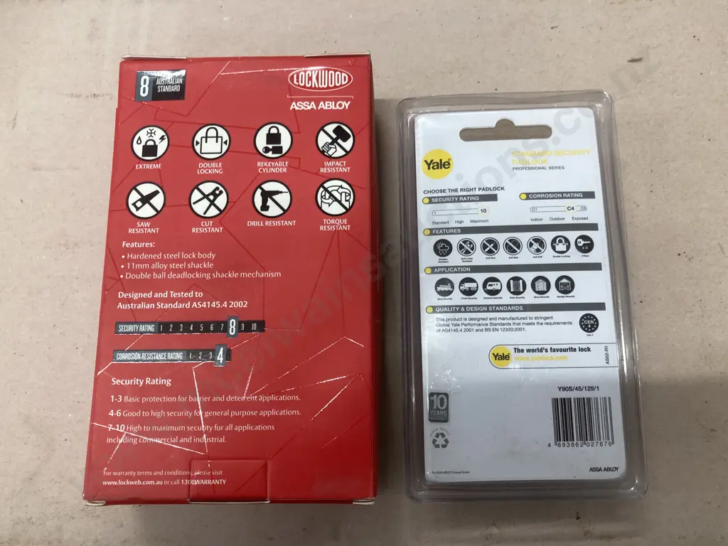 Lockwood Assa Abloy 63mm Heavy Duty Hardened Steel Padlock & a Yale Max Security Padlock New In Box Image 1++