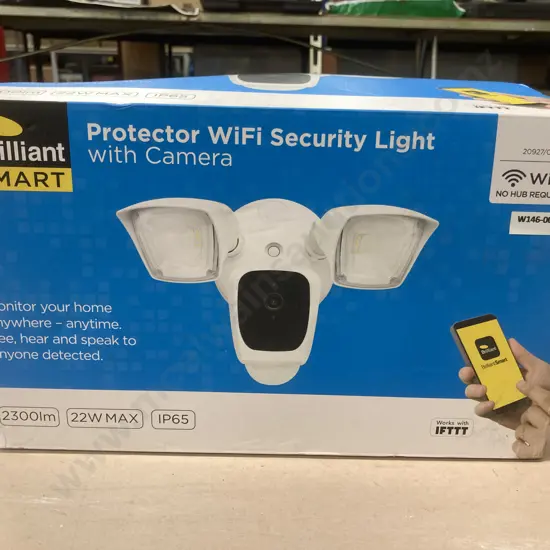 Brilliant Smart Protector WiFi Security Light With Camera, Model 20927/05 New In Box