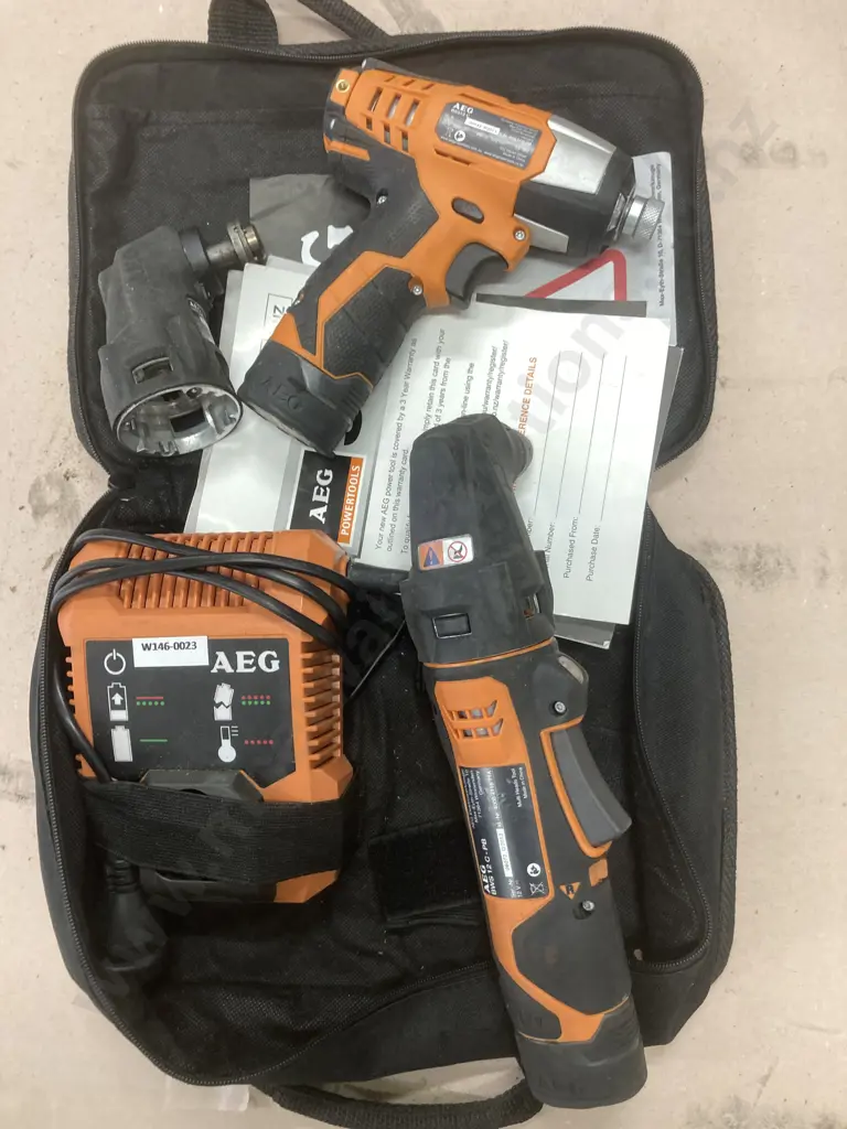 AEG 12V Cordless Impact Driver, Multi Heads Tool, Extra Head, Pair of Batteries, Charger & Soft Carry Case Image 1++