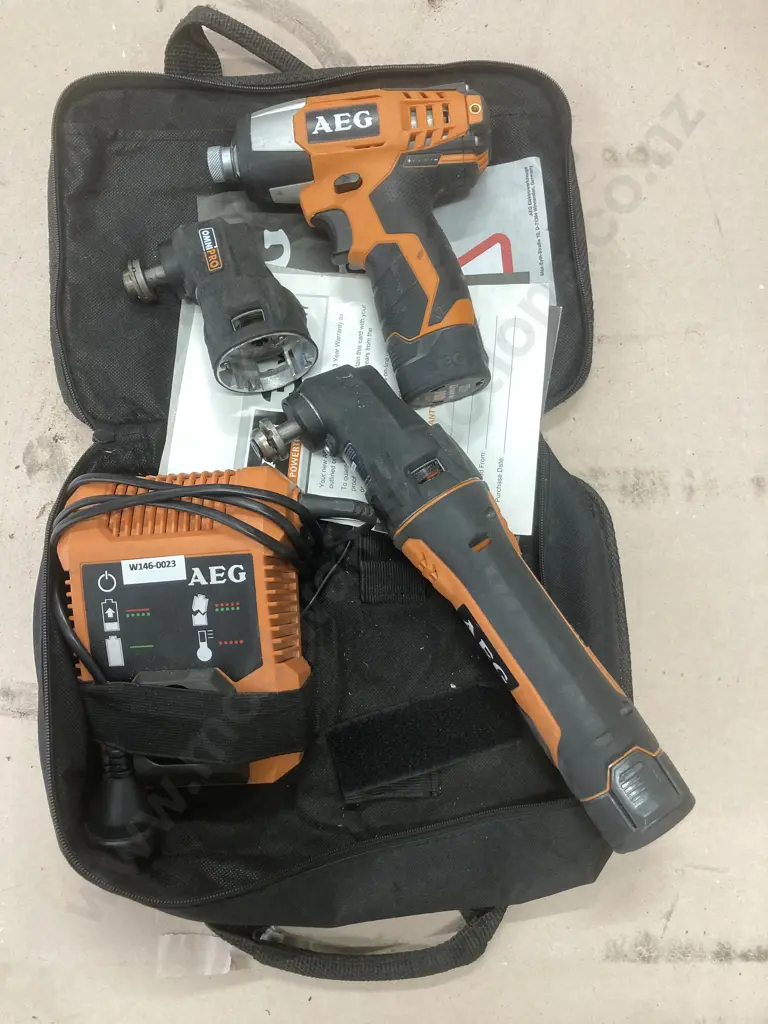 AEG 12V Cordless Impact Driver, Multi Heads Tool, Extra Head, Pair of Batteries, Charger & Soft Carry Case Image 1++
