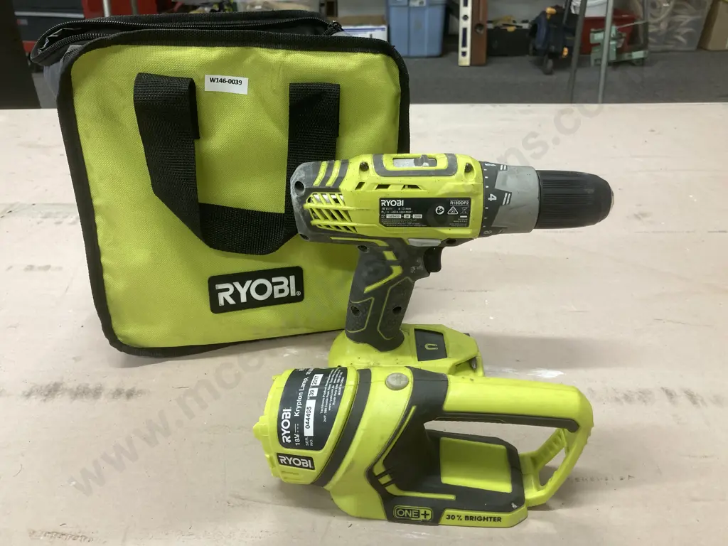 Ryobi 18V Drill Driver Skin, Model R18DDP2, Krypton Lamp Skin (Damaged) With Carry Bag Image 1++