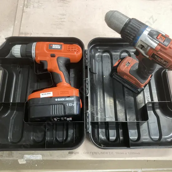 Black & Decker 13mm Cordless Hammer Drill With a 1.5Ah Battery, 18V Cordless Drill With 18V Battery In Plastic Case