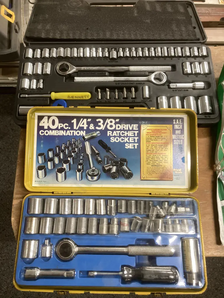 Royal Tools 40 Pc. Socket Set, 1/4" to 3/8" Drive, In Yellow Case With a Socket Set In Black Case Image 1++