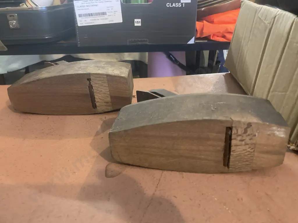 Pair of Vintage Wooden Block Planes, L20cm, With Assorted Augers Etc Image 1++