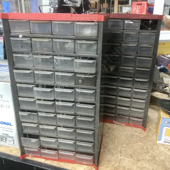 Pair of 40 Drawer Sorter Units (af) With Four Padlocks