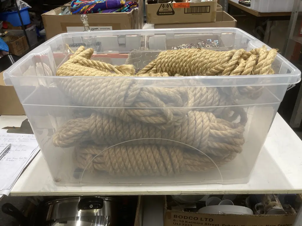 Clear Bin of Eight Ropes Image 1++