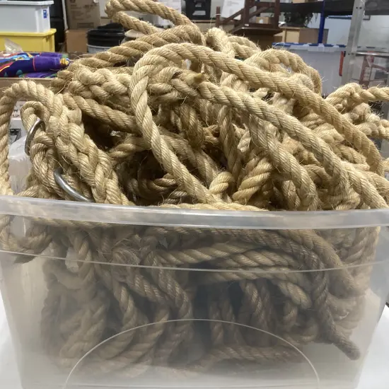 Clear Bin of Ropes