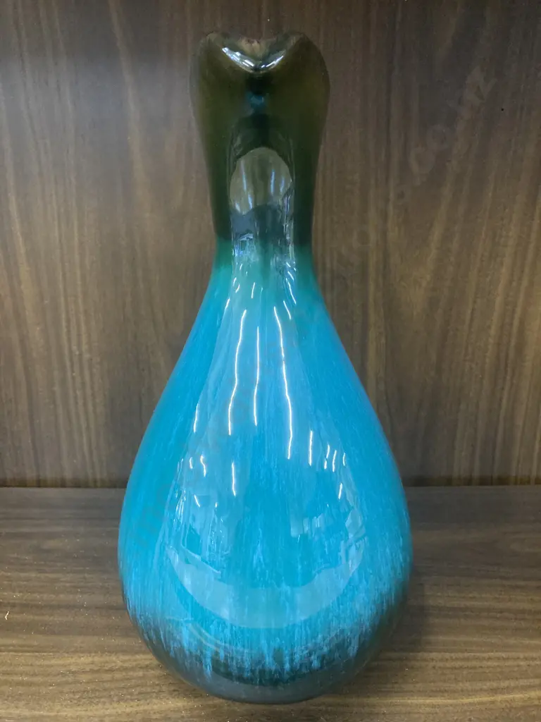 Vintage Blue Mountain Pottery Blue Green Drip Glaze Jug, H33cm Image 1++