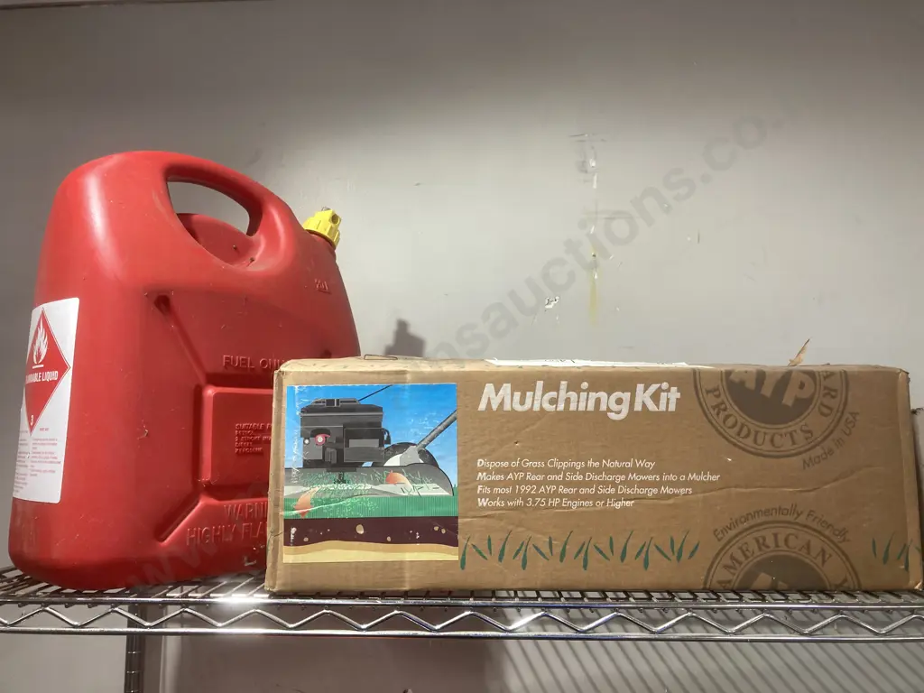 Mulching Kit New In Box And a 20L Red Plastic Fuel Container Image 1++