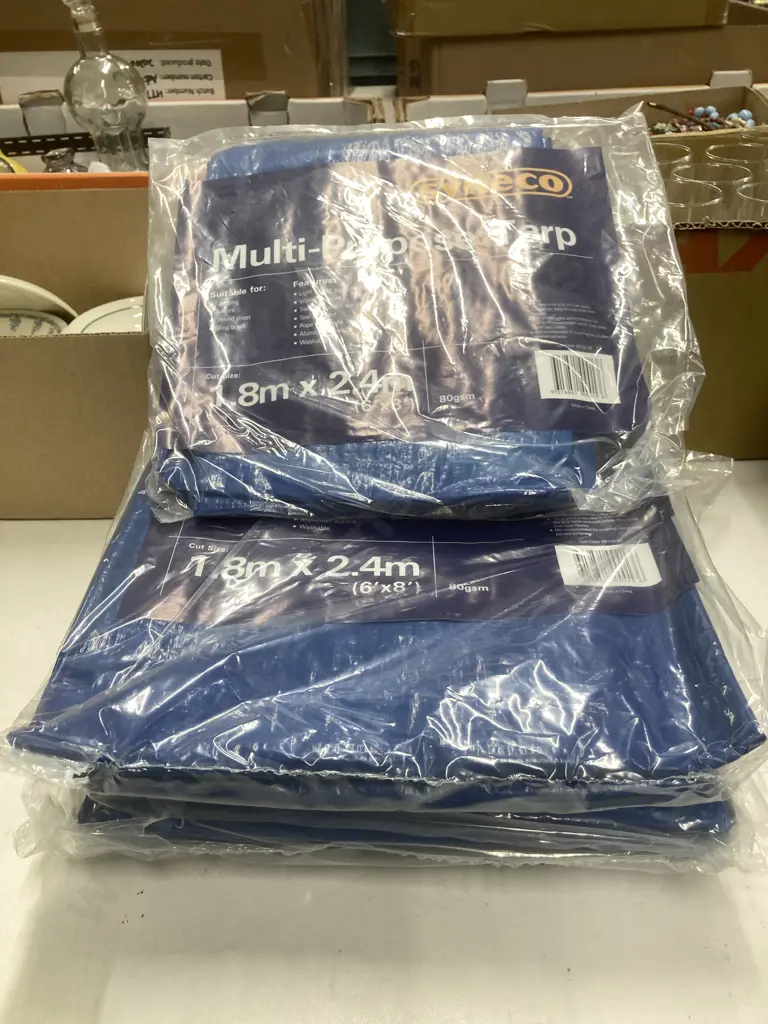 Lot of Six New Syneco 1.8m x 2.4m Multi-Purpose Tarps Image 1++