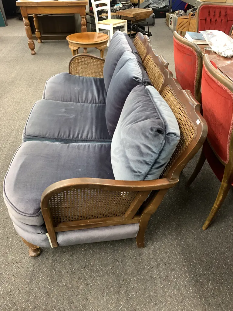 Bergere Cane Filled Lounge Suite. 3 Seater and 2 chairs Image 1++