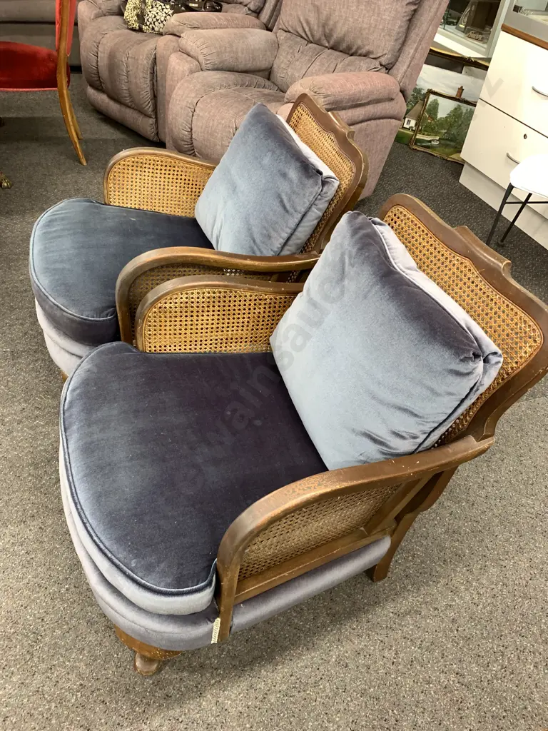 Bergere Cane Filled Lounge Suite. 3 Seater and 2 chairs Image 1++