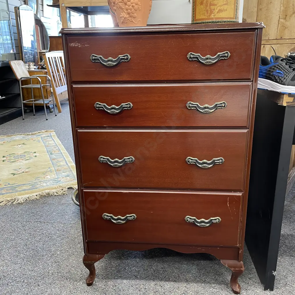 Vintage Laloli Tallboy. 4 drawer, metal handles. H100 W61 D41cm Image 1++