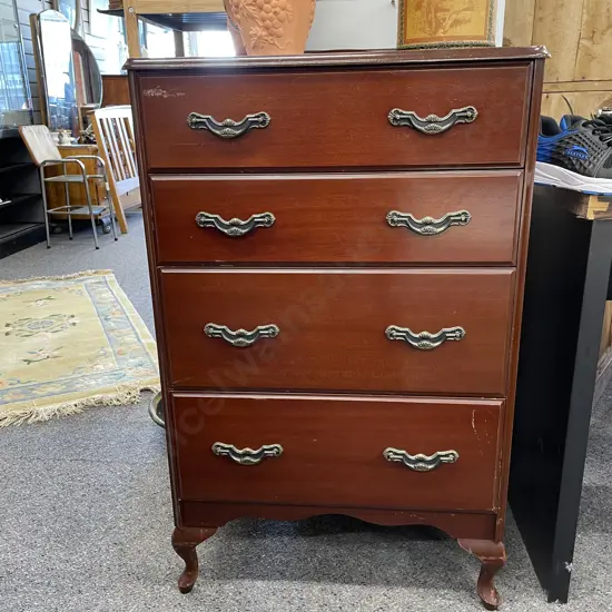 Vintage Laloli Tallboy. 4 drawer, metal handles. H100 W61 D41cm
