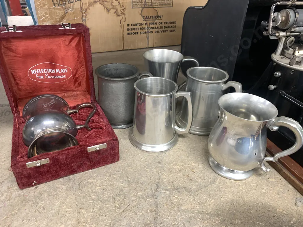 Selection Of Tankards & Mugs, Pewter & Silverware Image 1++