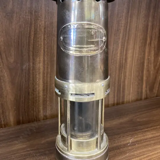 Vintage Thomas & Williams Brass Miners Lamp, H26cm