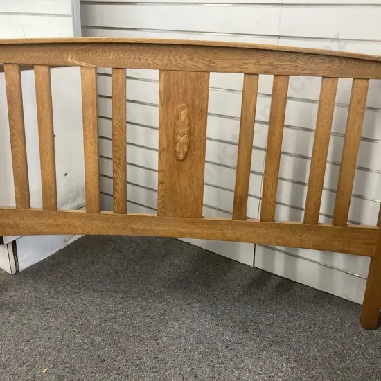 Vintage Oak Slatted Headboard With Carved Detail, 91cm x 141cm