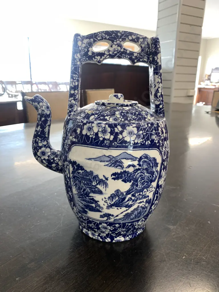 Oriental Look Teapot, Blue & White, H28cm Image 1++
