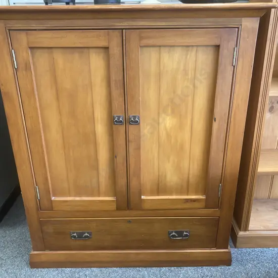 Rimu Entertainment Unit, Wrought Steel Handles, H117 L105 D50cm