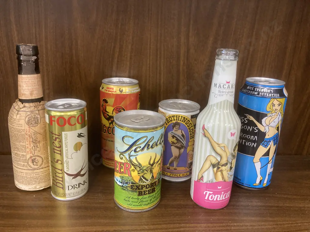 Vintage Angostura Aromatic Bitters 8 Fl Oz (Sealed) With A Selection Of Collectable Drinks Cans & Tonica Bottle Image 1++